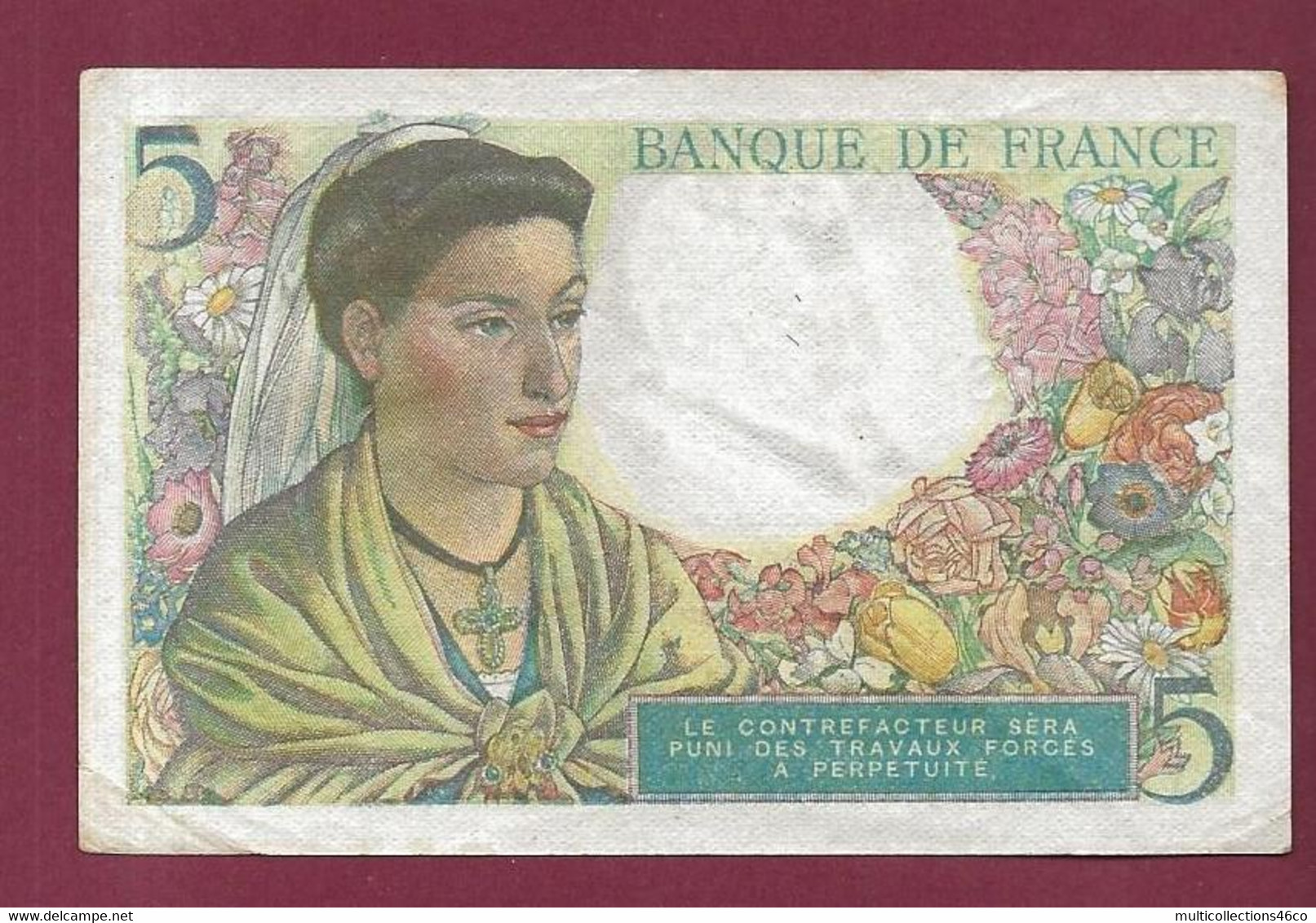 270122 - Billet BANQUE DE FRANCE Cinq 5 Francs  5-4-1945 Type Berger - Plis Et Taches - 5 F 1943-1947 ''Berger''