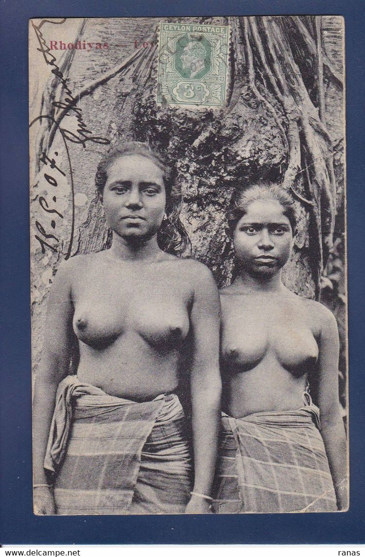 CPA Nu Féminin Asie Ceylon CEYLAN Ethnic Femme Nue érotisme Risque Nude Circulé - Sri Lanka (Ceylon)