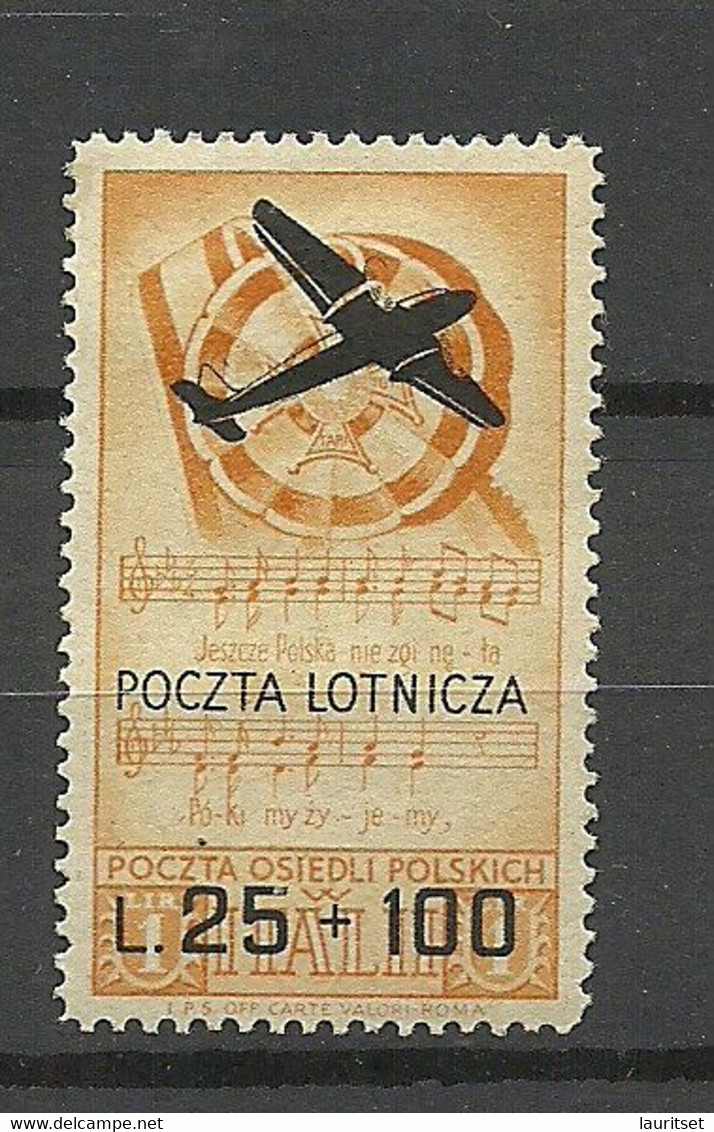 Polen POLAND In Exile Italy 1944 Air Mail Luftpost Air Plane Flugzeug * Poczta Osiedli Polskich W Italii Poczta Lotnicza - Vignette Della Liberazione