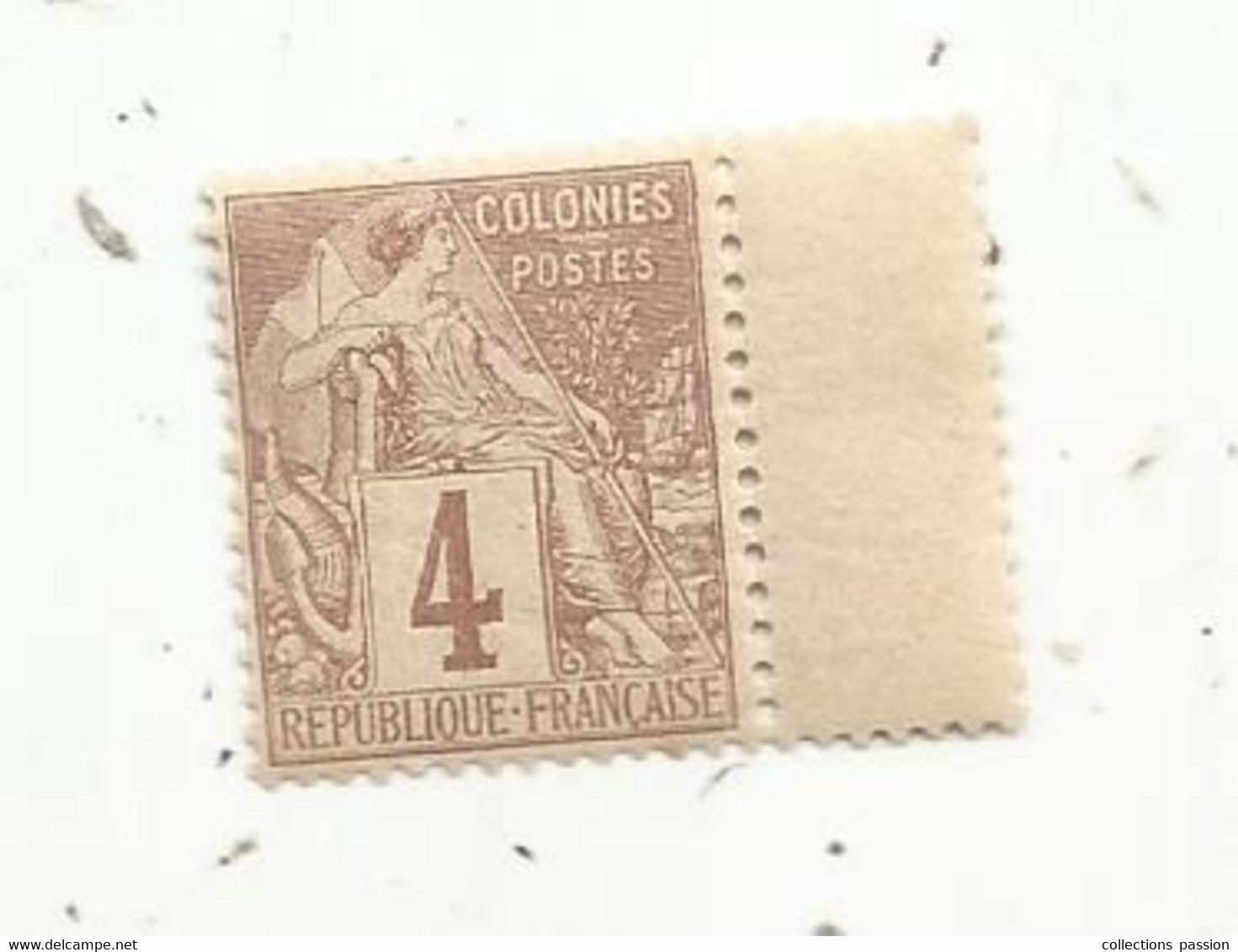 Timbre , COLONIES GENERALES  1891, 4 C Lilas Brun , Neuf, Alphee Dubois, 2 Scans - Alphee Dubois