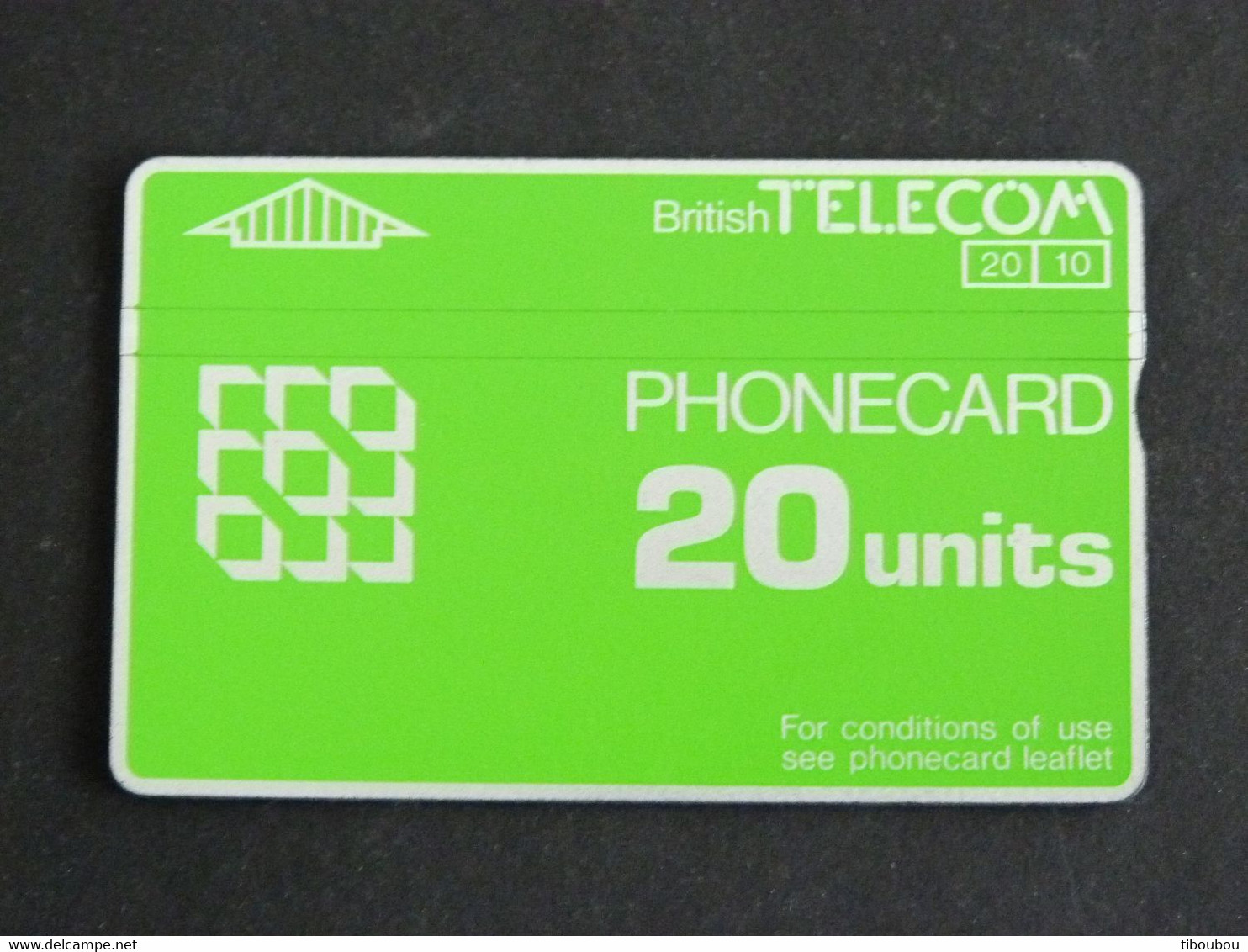 TELECARTE BRITISH TELECOM PHONECARD 20 UNITS - DOS NOIR - BT Edición General