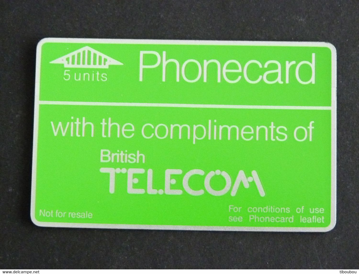 TELECARTE BRITISH TELECOM PHONECARD 5 FIVE UNITS - DOS NOIR - BT General Issues