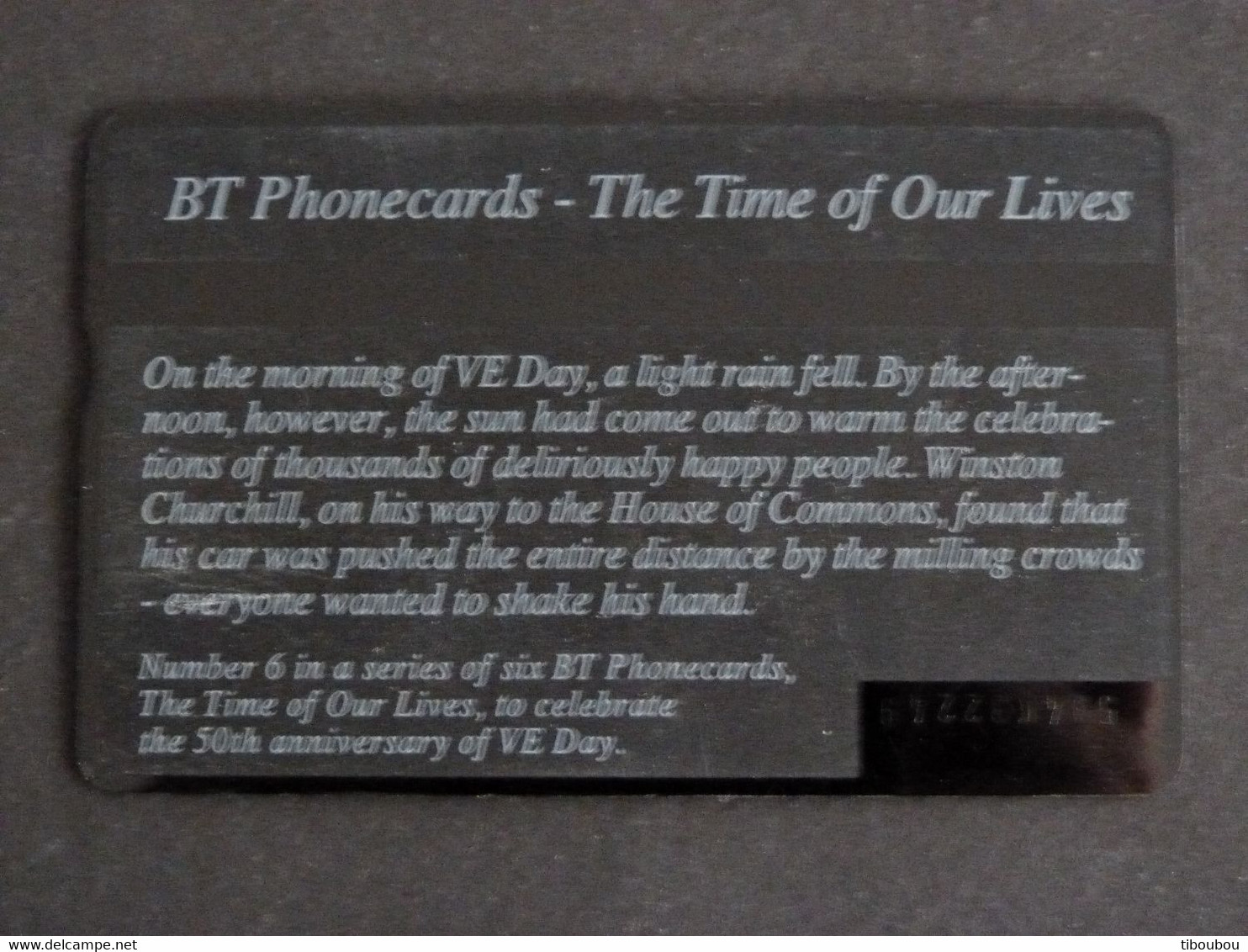 TELECARTE BRITISH TELECOM PHONECARD 20 UNITS - VE DAY THE TIME OF OUR LIVES - BT Herdenkingsuitgaven