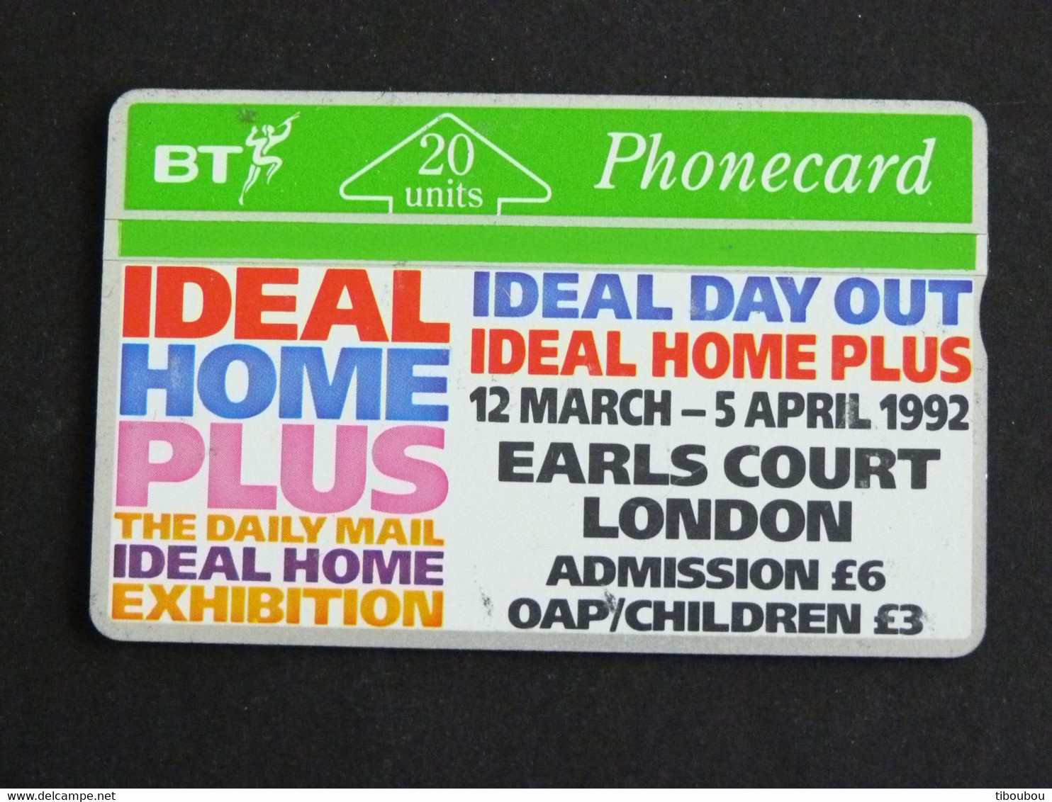 TELECARTE BRITISH TELECOM PHONECARD 20 UNITS - IDEAL HOME PLUS DAILY MAIL - BT Souvenir