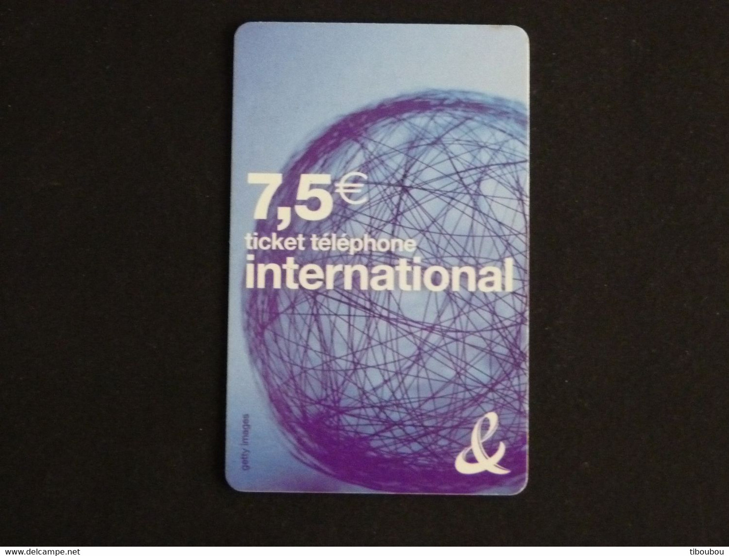 TELECARTE TICKET TELEPHONE INTERNATIONAL 7,5 EUROS FRANCE TELECOM - FT