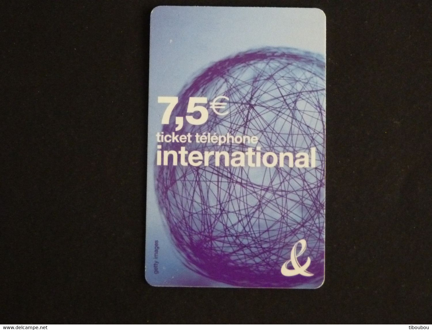 TELECARTE TICKET TELEPHONE INTERNATIONAL 7,5 EUROS FRANCE TELECOM - Tickets FT