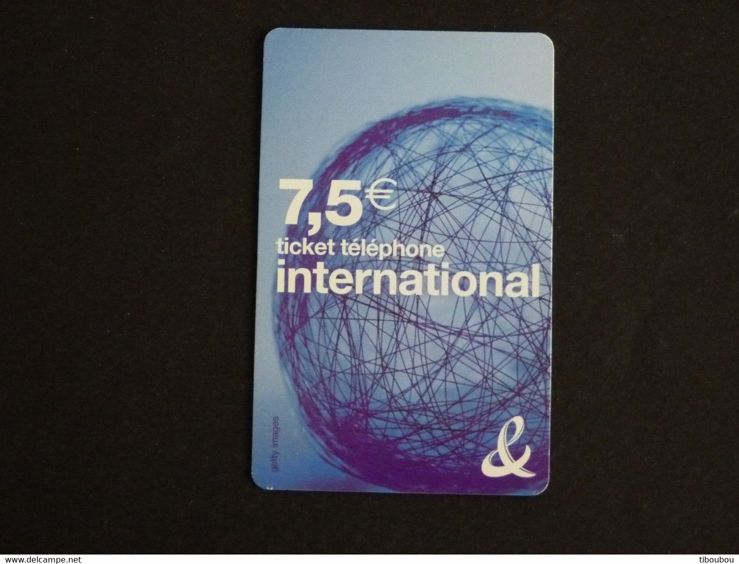 TELECARTE TICKET TELEPHONE INTERNATIONAL 7,5 EUROS FRANCE TELECOM - FT