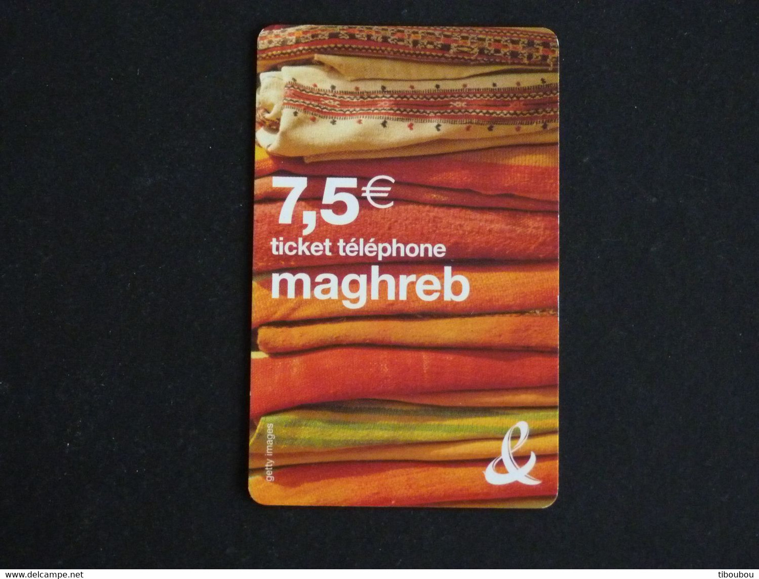 TELECARTE TICKET TELEPHONE MAGHREB 7,5 EUROS FRANCE TELECOM - FT