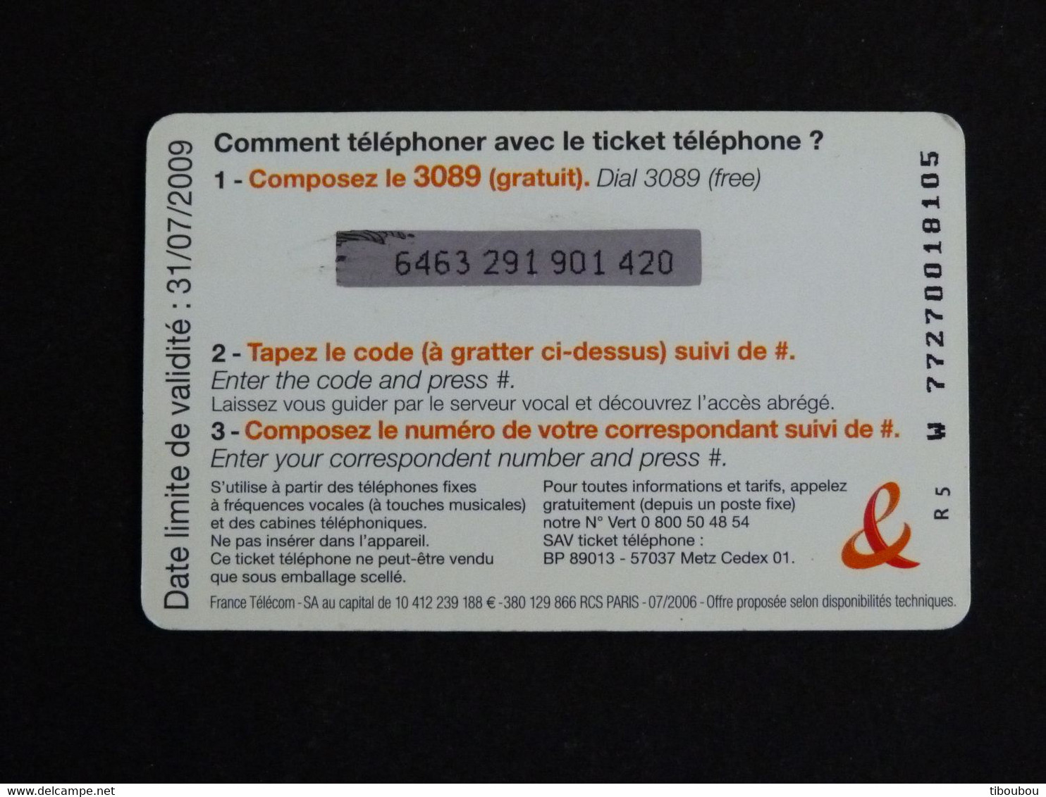 TELECARTE TICKET TELEPHONE FRANCE EUROPE 5 EUROS FRANCE TELECOM RUGBY - FT Tickets