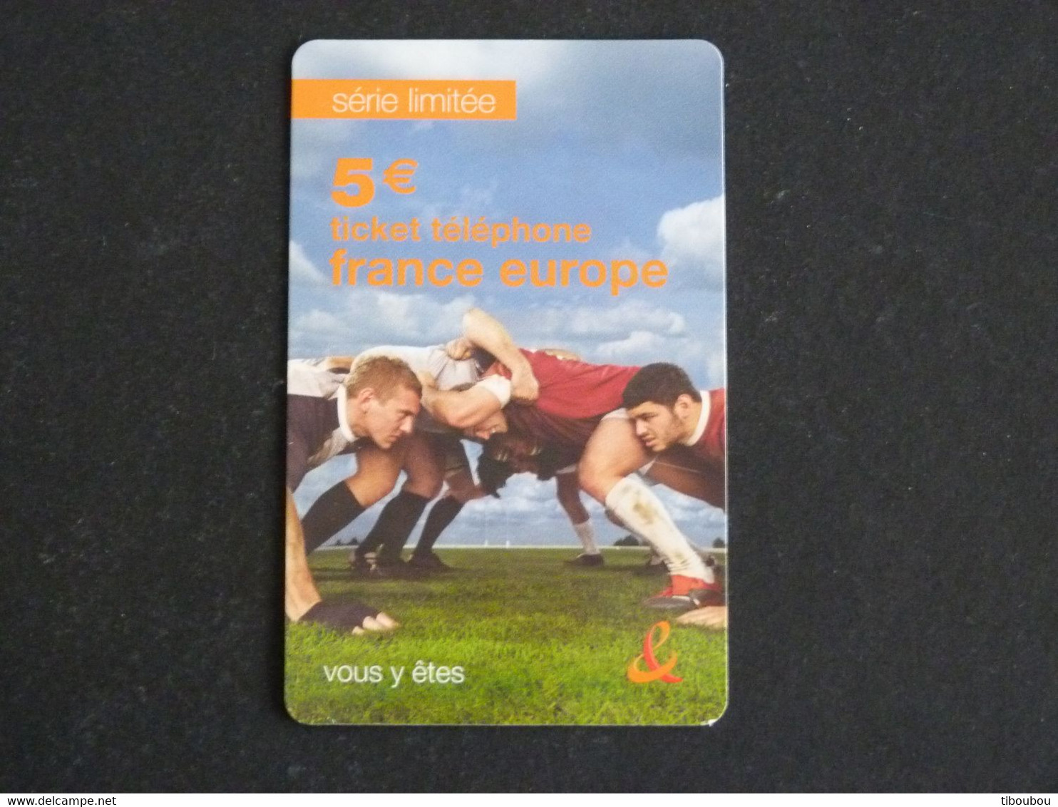 TELECARTE TICKET TELEPHONE FRANCE EUROPE 5 EUROS FRANCE TELECOM RUGBY - FT