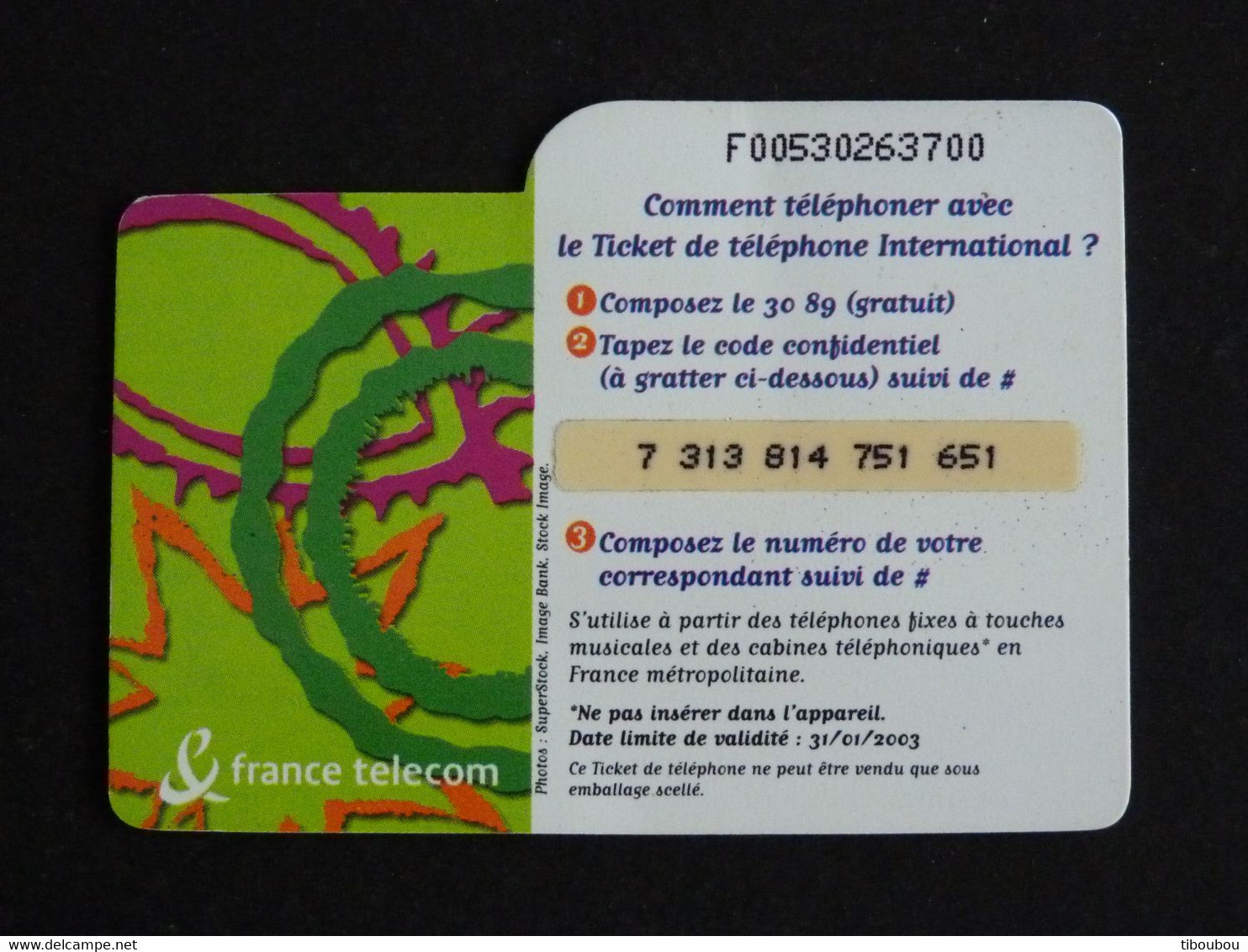 TELECARTE TICKET TELEPHONE INTERNATIONAL 50 FRANCS FRANCE TELECOM - Tickets FT