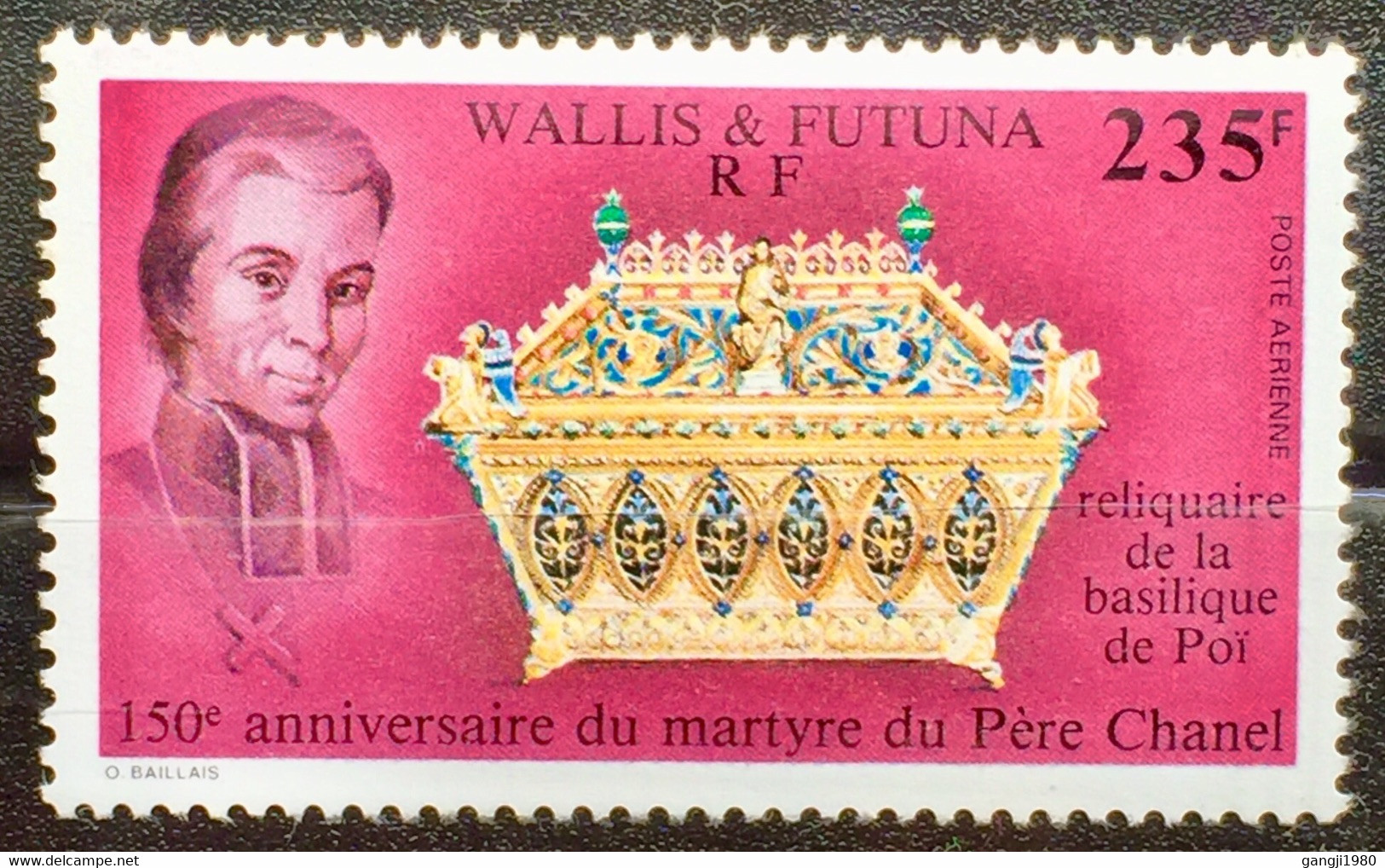 WALLIES & FUTUNA 1991, 235 FRANC MNH STAMP MARTYRE DU PCRE  CANCELLATION,RELIGION,PRIEST,MISSIONARY, - Brieven En Documenten