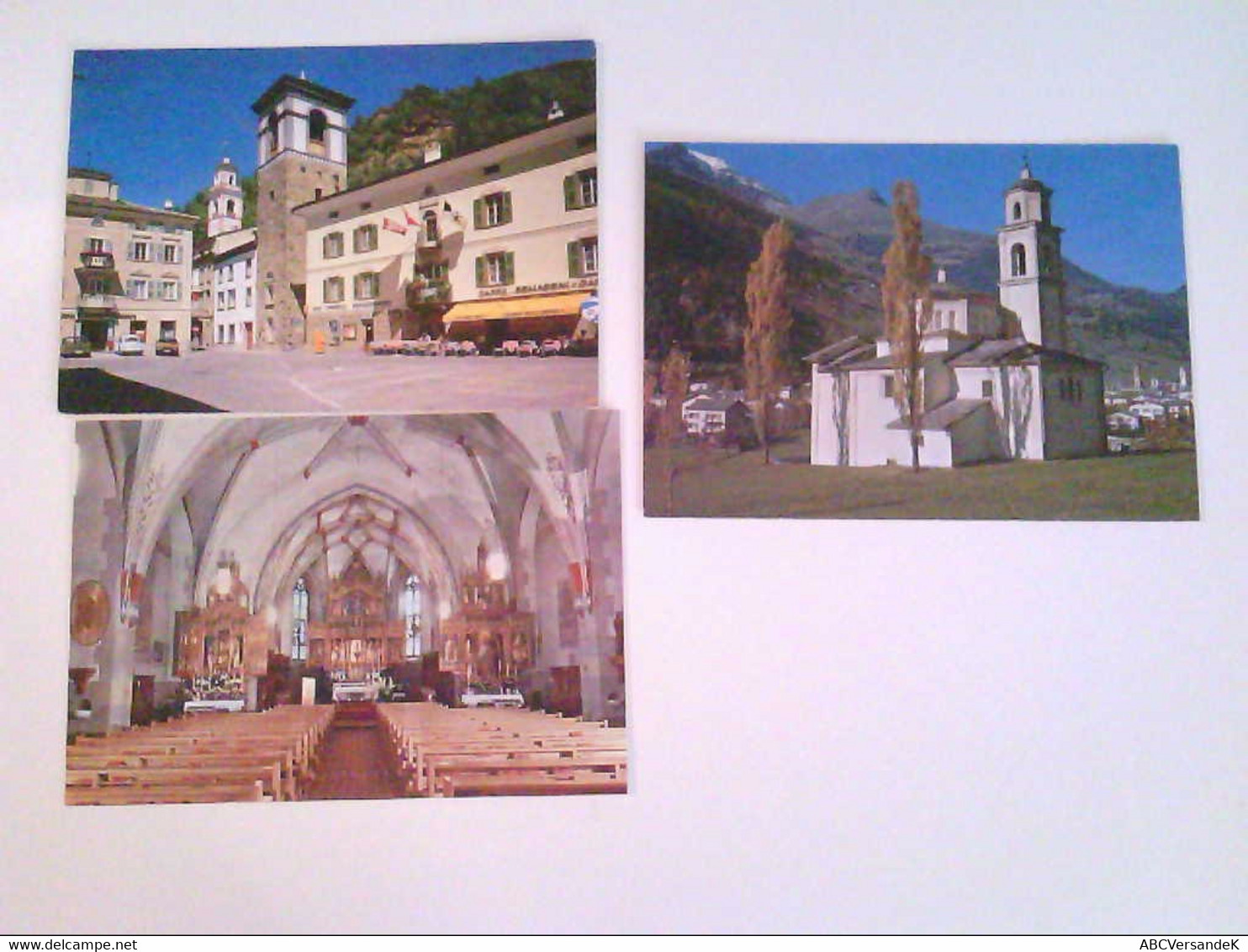 Poschiavo. Schweiz. Set Aus Drei AK's. Chiesa Sta. Maria Con P. Veruna. Piazza Comunale. Chiesa Di San Vittore - Poschiavo