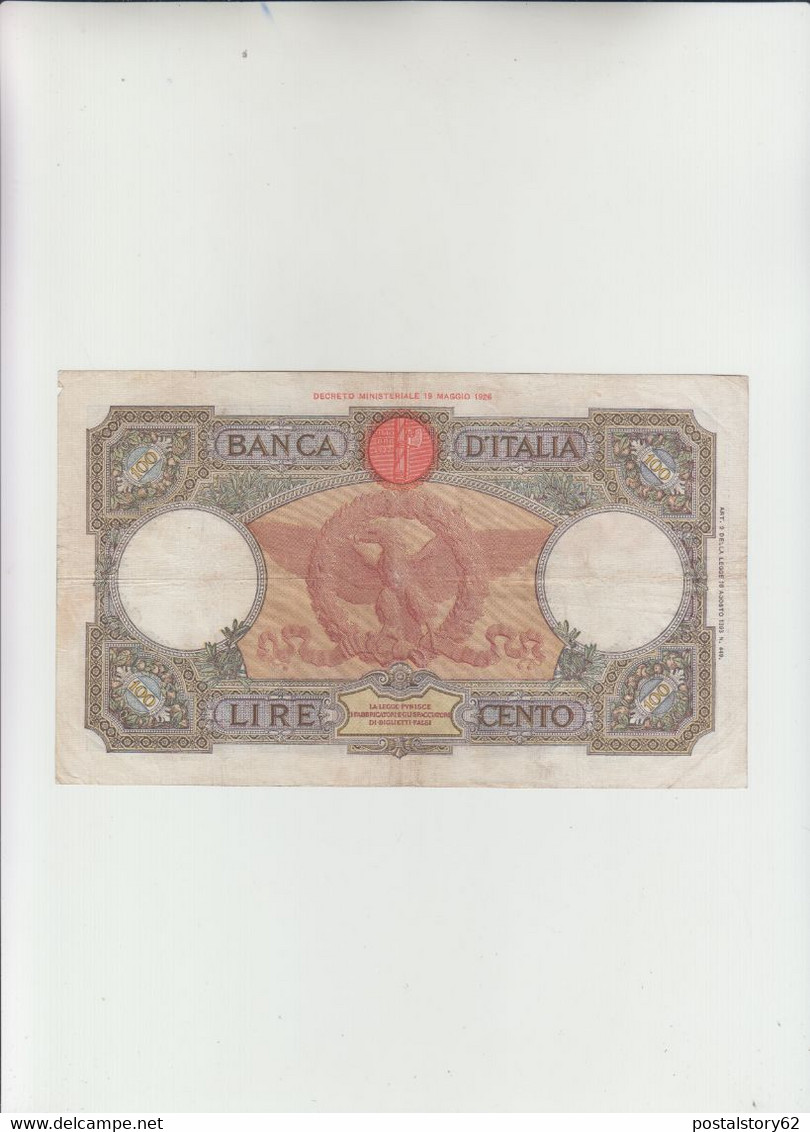 Regno D'Italia, Banconota Banca D'Italia  Lire 100 Roma Guerriera Fascio - Dec. 16 Dicembre 1936 - 100 Liras