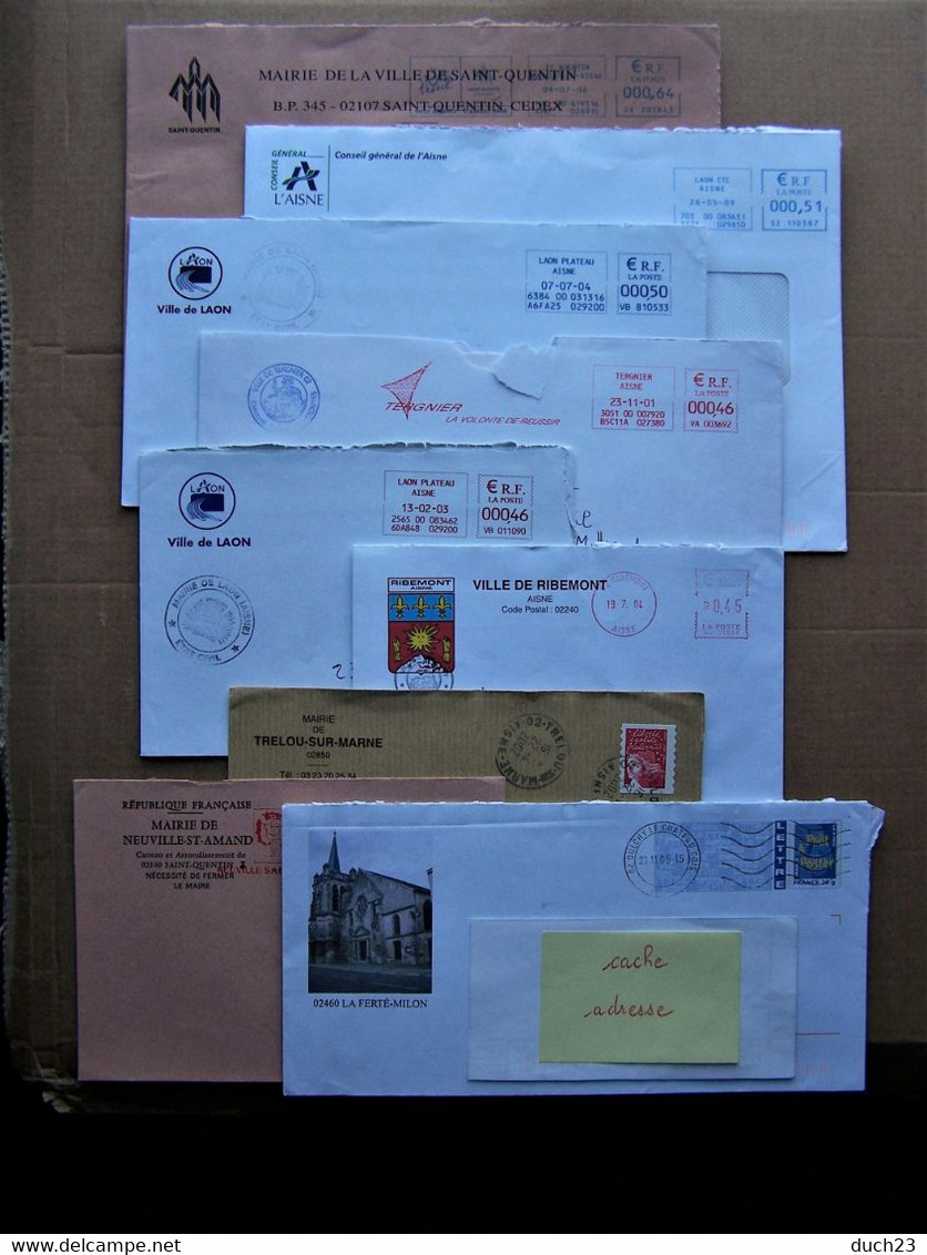 AISNE 02 LOT D'ENVELOPPES ENTIERES AVEC ENTETES DE MAIRIES CONSEIL GENERAL PAP ENTETE MAIRIE LETTRE - 1961-....