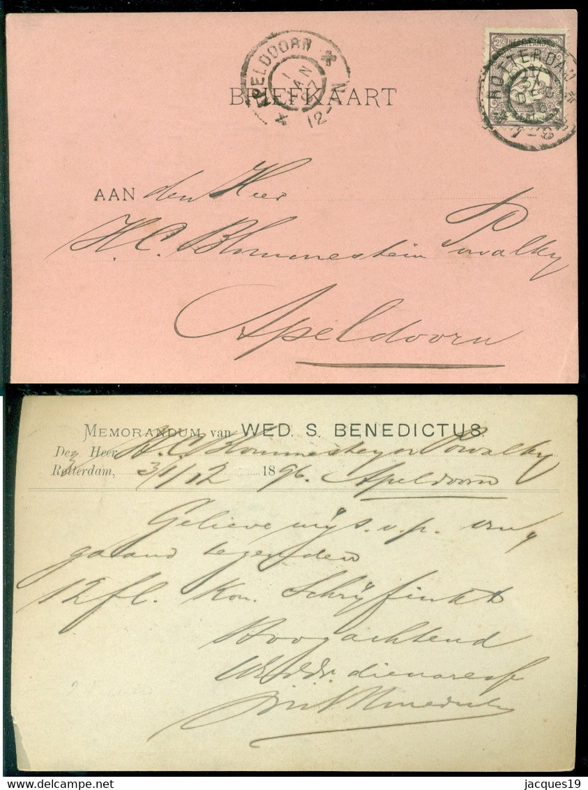 Nederland 1897 Briefkaart Van Rotterdam Naar Apeldoorn NVPH 33a - Storia Postale