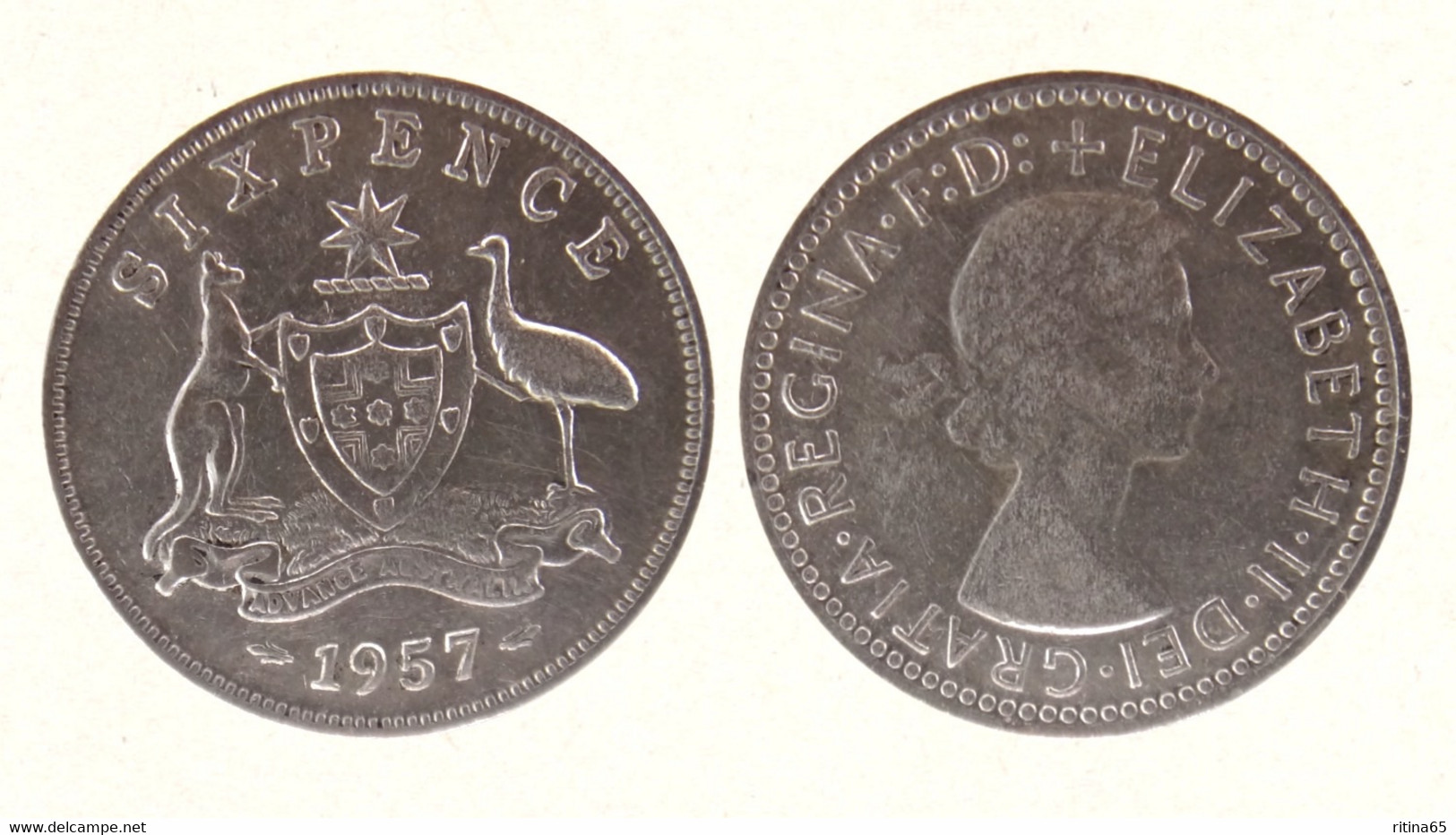 AUSTRALIA 6 PENCE 1957 IN ARGENTO - Sixpence