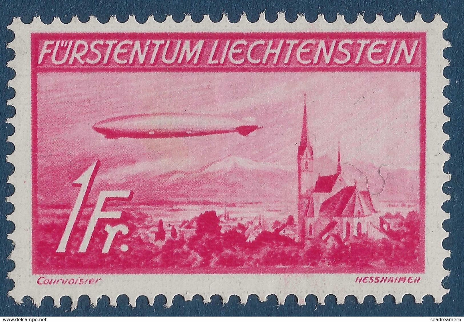 LIECHTENSTEIN Poste Aérienne N°15** 1fr Rose Carminé Zeppelin Très Frais & TTB - Aéreo