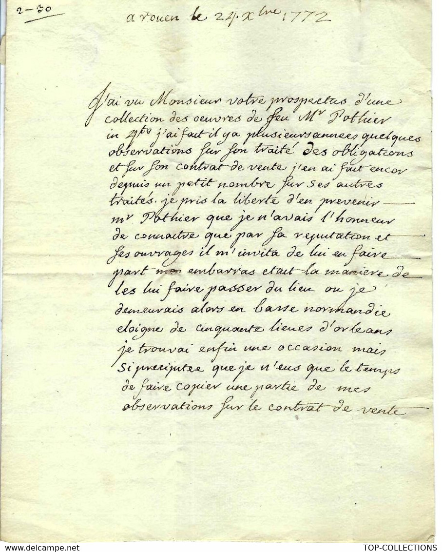 1772 LETTRE ROUEN JURISTE Pour Libraire Editeur à Paris De Bur  "à L'image Saint Paul " SUPERBE TEXTE - ... - 1799