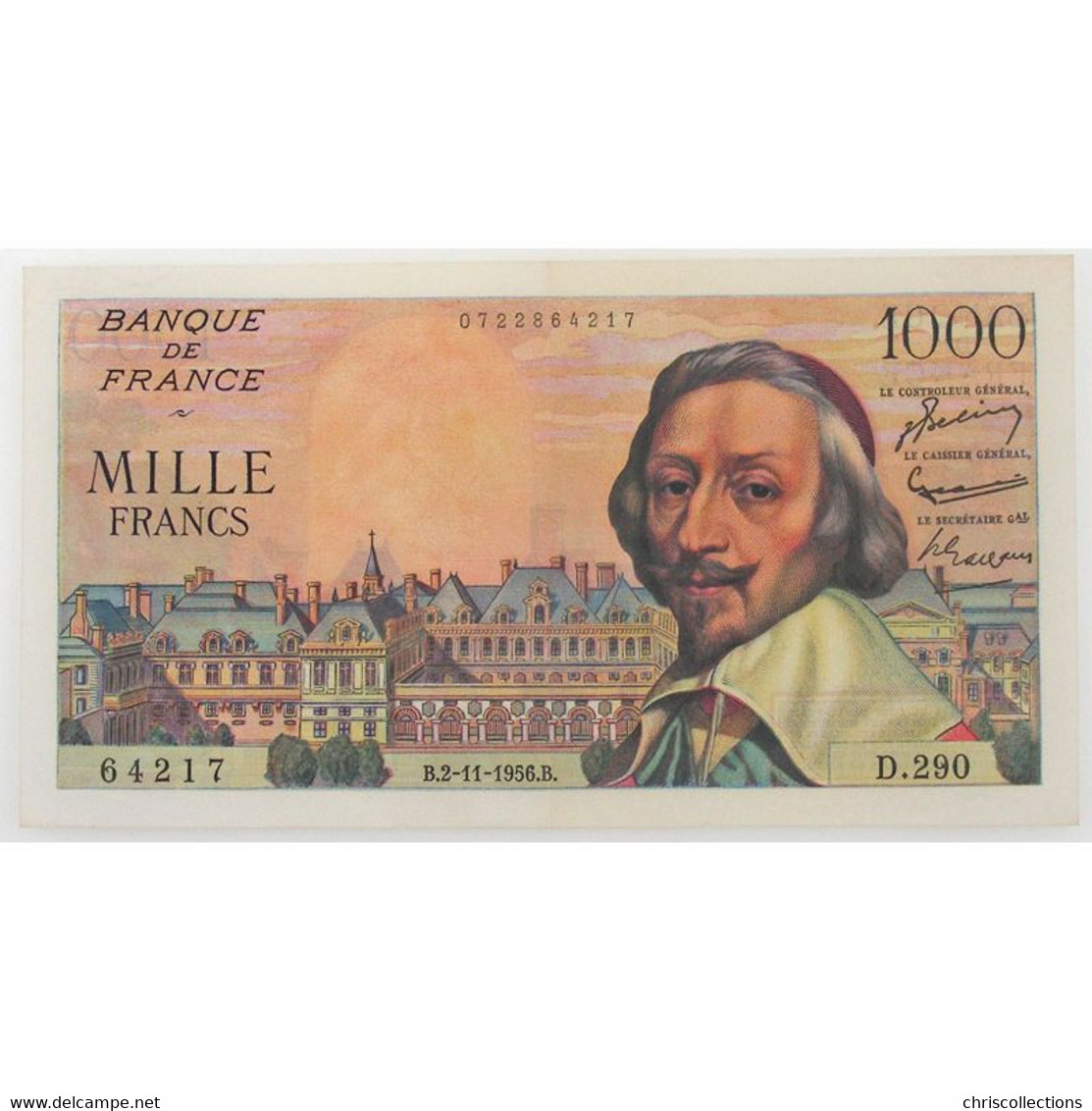 1000 Francs Richelieu 2.11.1956, D.290, SUP - 1 000 F 1953-1957 ''Richelieu''