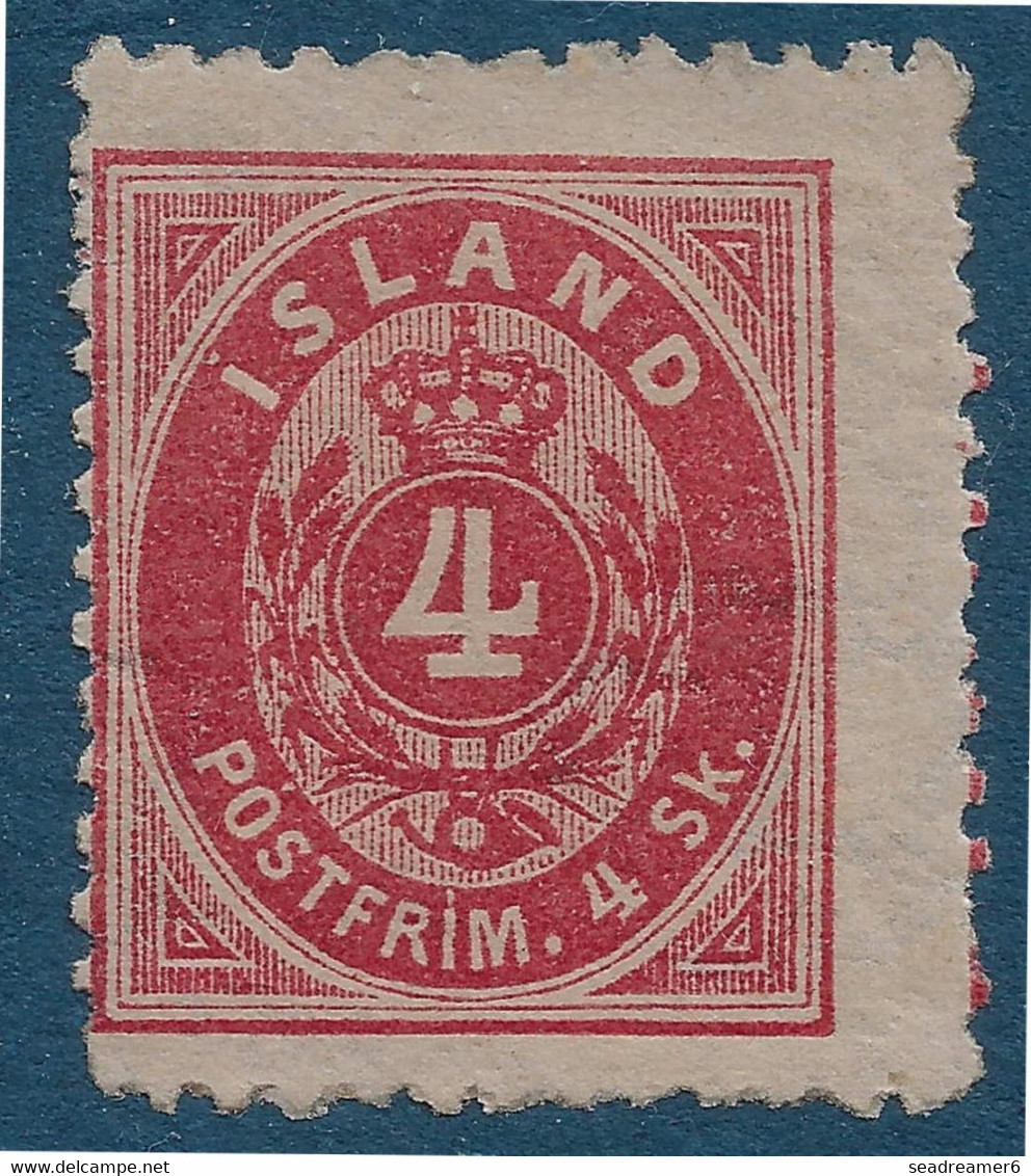 ISLANDE N°3b * Dentelé 12 1/2 1ere Charnière Belle Dentelure Filigrane Presque Multiple Un Exemplaire Superbe RR - Ongebruikt