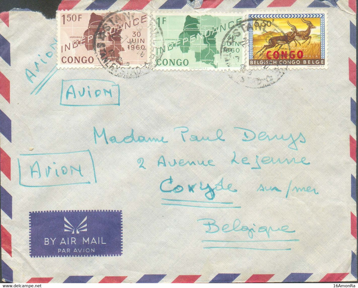 Lettre Par Avion De STANLEYVILLE Le 22-7-1960 Vers Coxyde - Affr? à 9Frs.  - 19035 - Andere & Zonder Classificatie