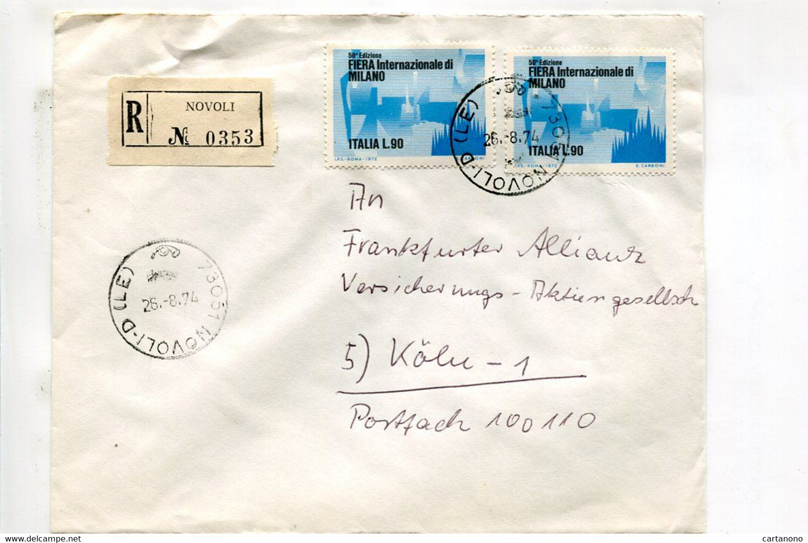 ITALIE Novoli 1974 - Affranchissement Sur Lettre Recommandée Pour L'Allemagne - - Franking Machines (EMA)