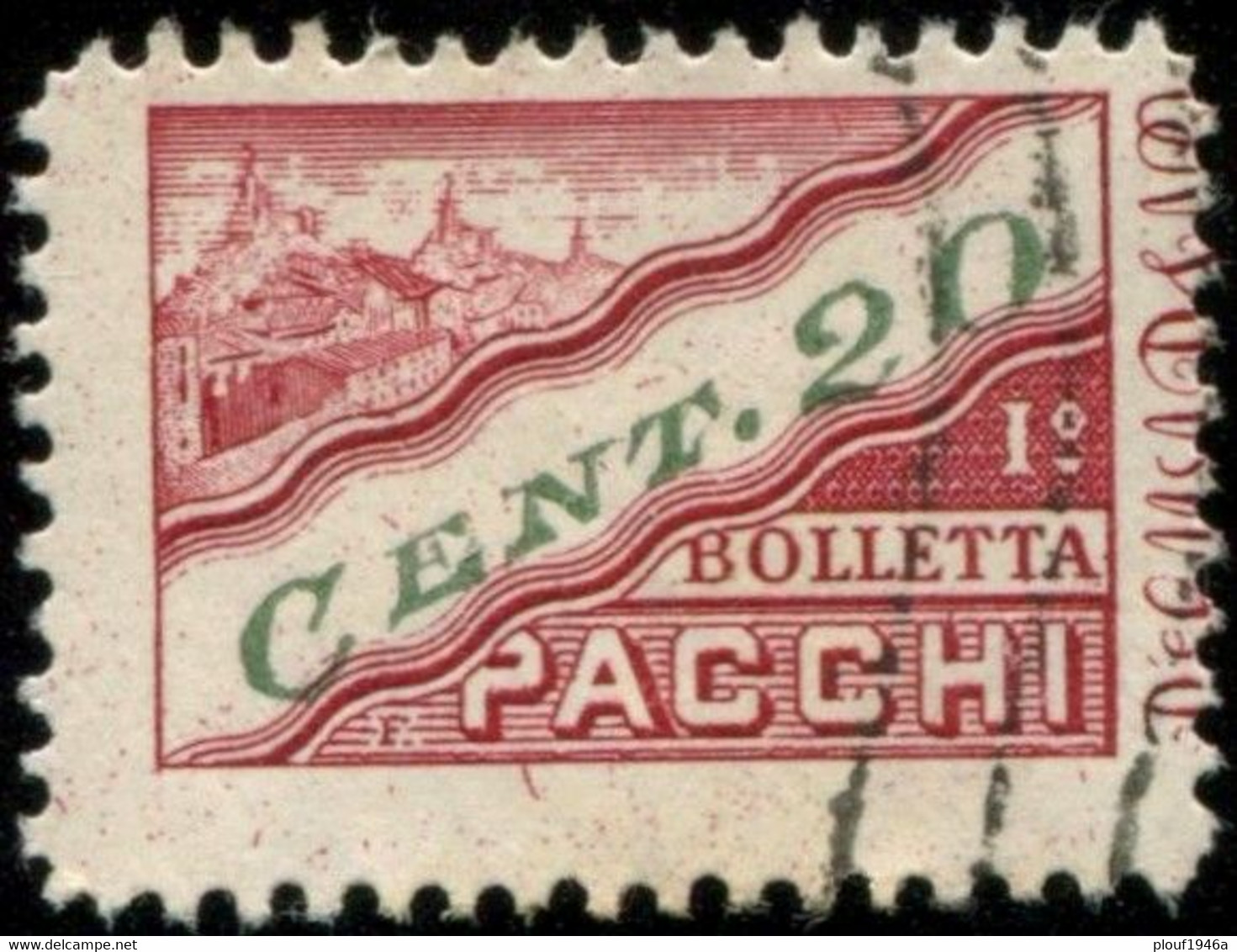 Pays : 421 (Saint-Marin)  Yvert Et Tellier N° : Colis Postaux  18 (o) (½ Timbre Gauche) - Paketmarken