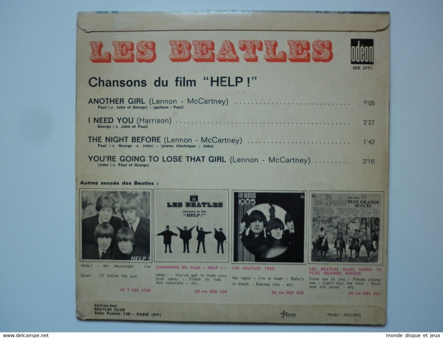 Les Beatles 45Tours EP Vinyle Chansons Du Film "Help !" - 45 T - Maxi-Single
