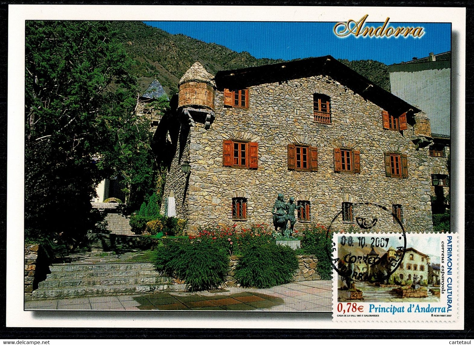 ANDORRA ANDORRE Espagnol Véritable Carte Maximum édition Locale MAISON DES VALLES Andorra La Vella 08.10.2007 TTB - Lettres & Documents