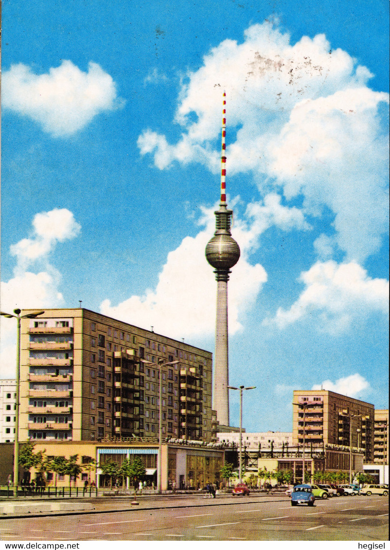 1969, DDR, Berlin, Karl - Marx - Allee Mit Fernseh - Und UKW - Turm - Friedrichshain