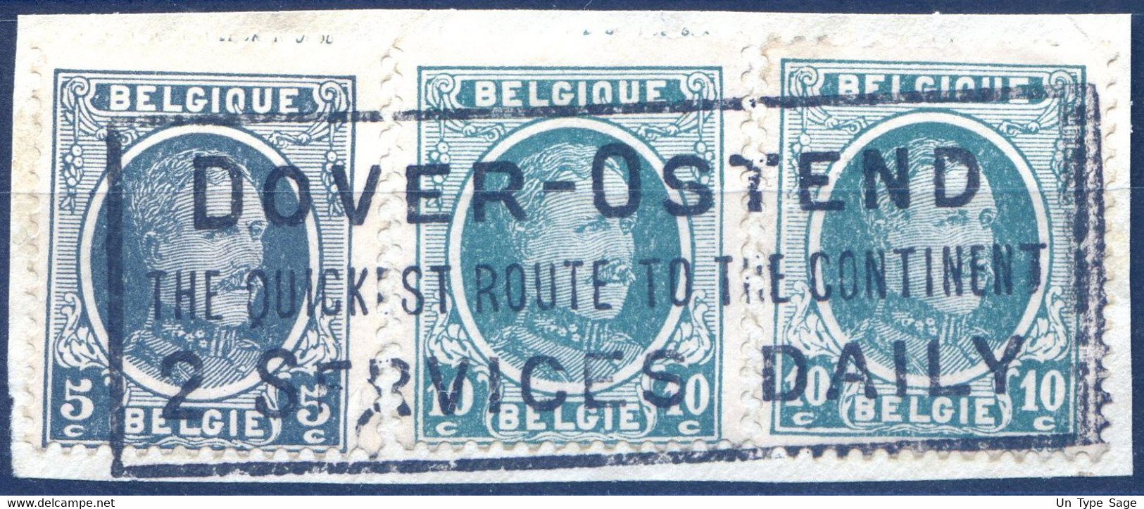 Belgique COB N°193 Et 194 Sur Fragment Flamme DOVER - OSTENDE - Maritime - (F2134) - 1922-1927 Houyoux