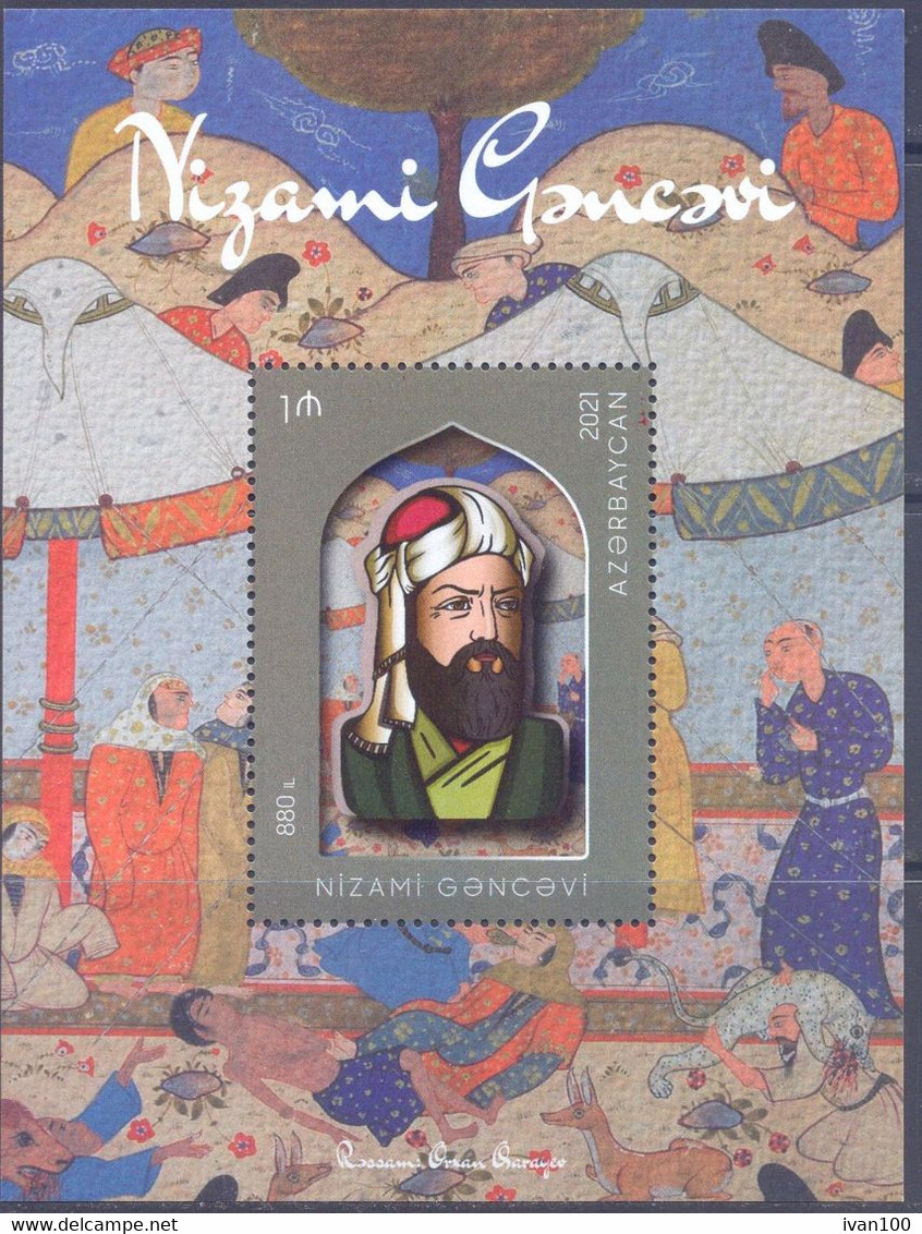 2021. Azerbaijan, Nizami Ganjavi, Poet, S/s, Mint/** - Azerbaïjan