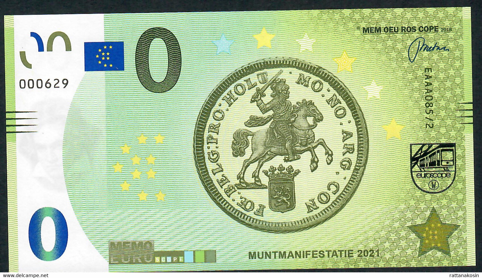 NETHERLANDS PAYS-BAS NLP ZERO EURO  MUNTMANIFESTATIE 2021  #000629 UNC. - Sonstige – Europa