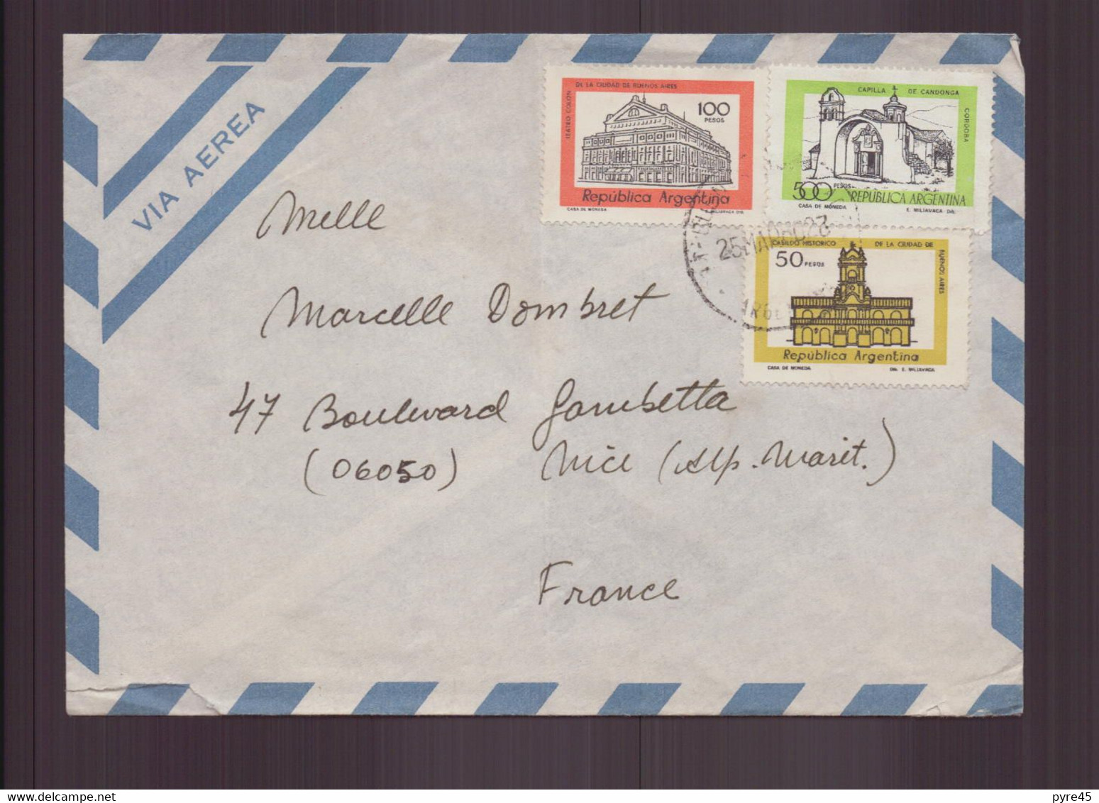 Argentine, Enveloppe Pour Nice - Cartas & Documentos