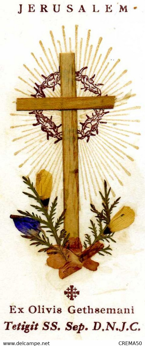 CANIVET - Croix Et Fleurs Séchées De JERUSALEM - Images Religieuses