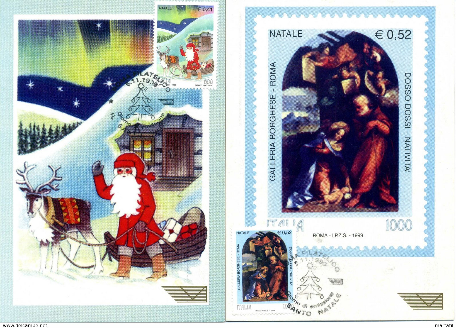 1999 Cartolina Maxi POSTE ITALIANE Natale - Cartoline Maximum