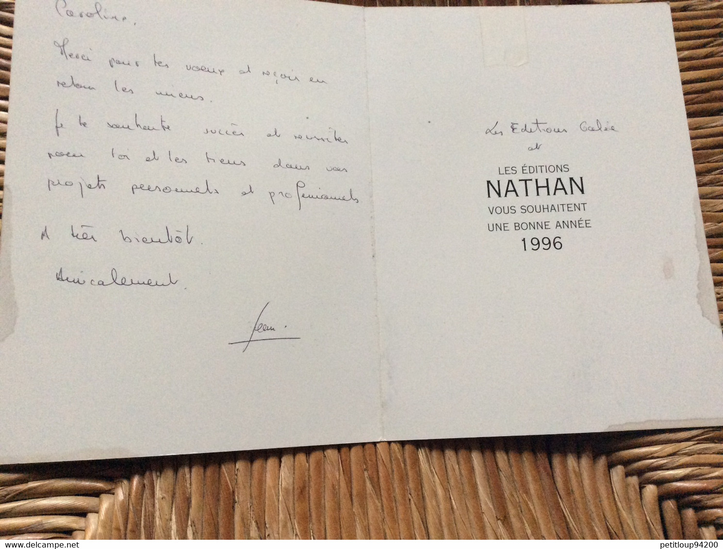 VŒUX ANNÉE 1996 *Les Éditions NATHAN 137 - Nieuwjaar