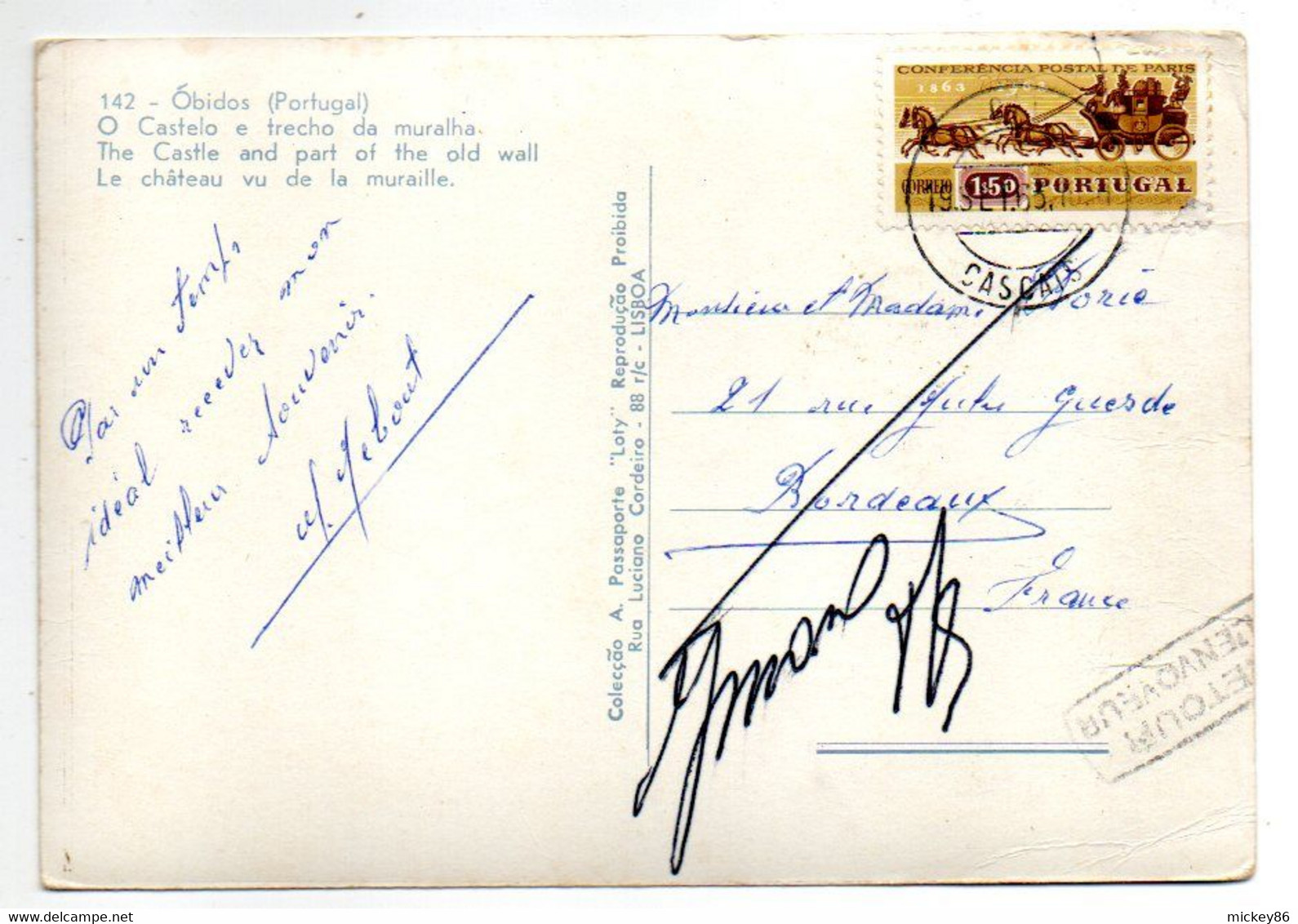 Portugal --OBIDOS --1963-- Chateau Fort  ..timbre... Cachet  ...........à Saisir - Leiria