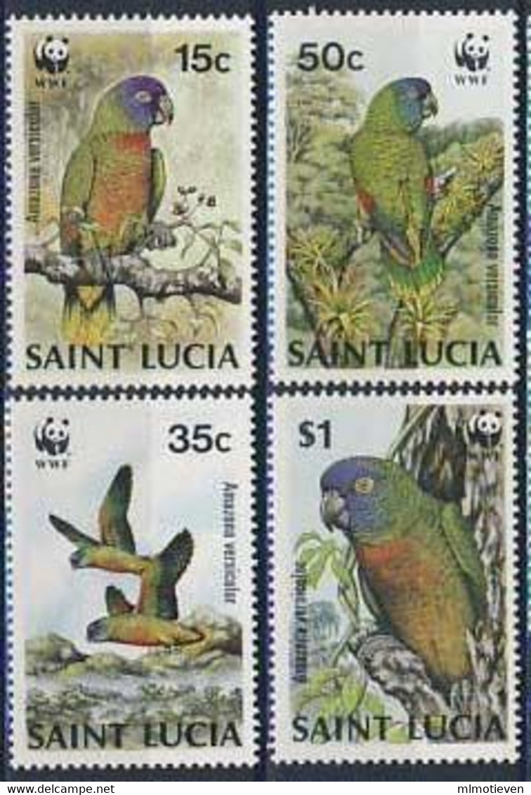 MDW-BK1-269 MDB MINT MNH ¤ ST LUCIA 1987 4w In Serie ¤ PARROTS - WWF - ENDANGERED SPECIES - BIRDS - Altri & Non Classificati