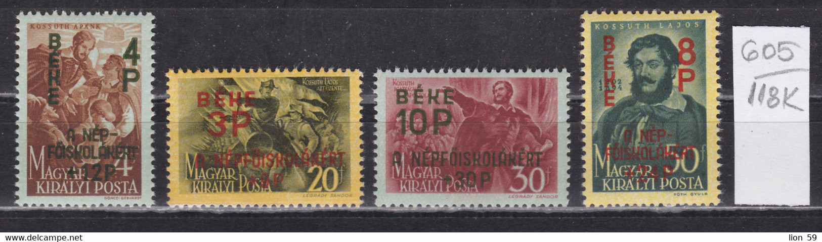 118K605 / Hungary 1945 Michel Nr. 774-777 MNH (**) Overprinted And Surcharged Lajos Kossuth - Minister Of Finance - Ongebruikt