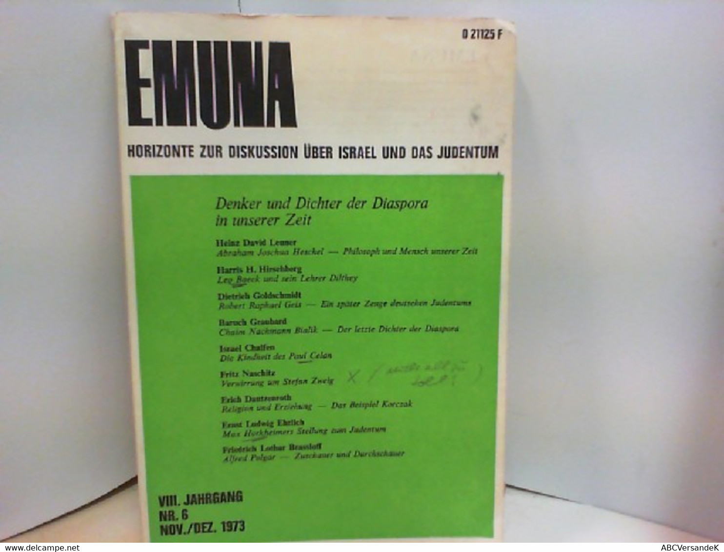 Emuna - Horizonte Zur Diskussion über Israel Und Das Judentum. 8 Jahrgang  Nr. 6 Nov / Dez 1973 - Sonstige & Ohne Zuordnung