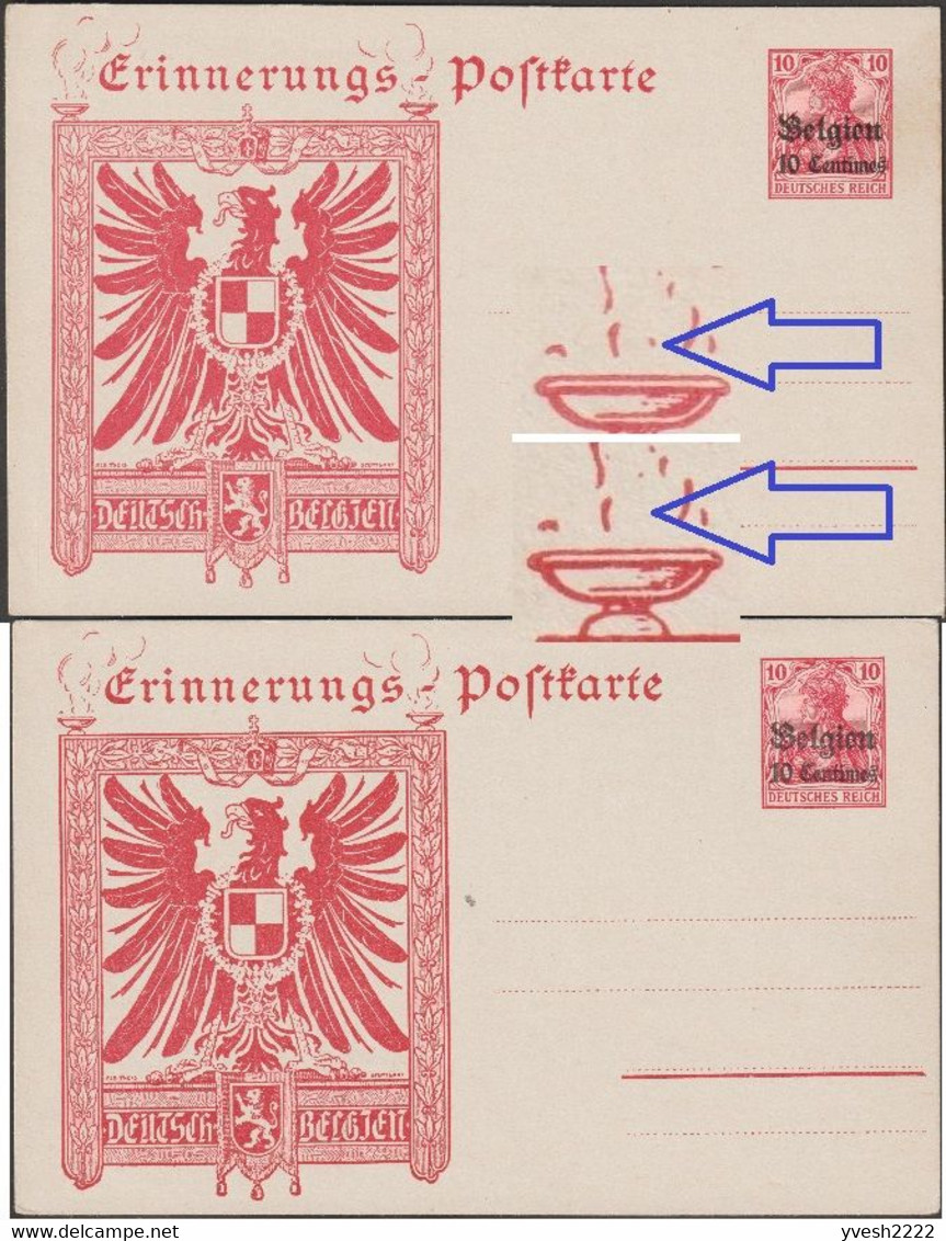 Belgique 1915. Entier Postal Timbré Sur Commande à 10 Centimes. 2 Modèles, 2 Formats. (.) Et ( ) - Deutsche Besatzung