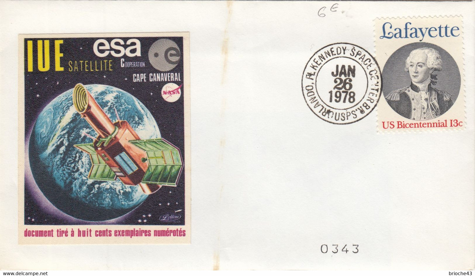 COVER US - IUE SATELLITE KENNEDY SPACE CENTER JAN 26 1978 - LAFAYETTE - 1/ /3 - Andere & Zonder Classificatie