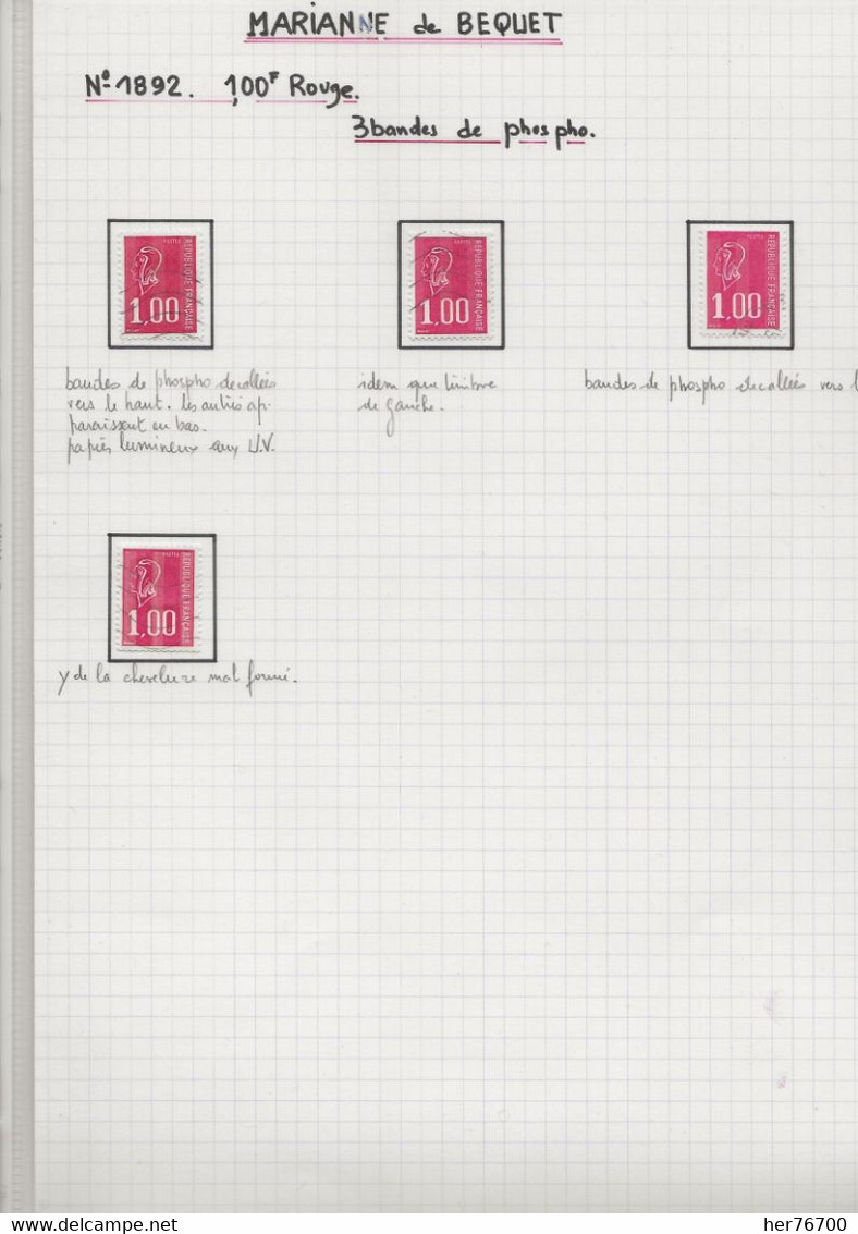 FRANCE TIMBRES  DE TYPES DIFFERENTS  PRESENTANT DES VARIETES MINEURES