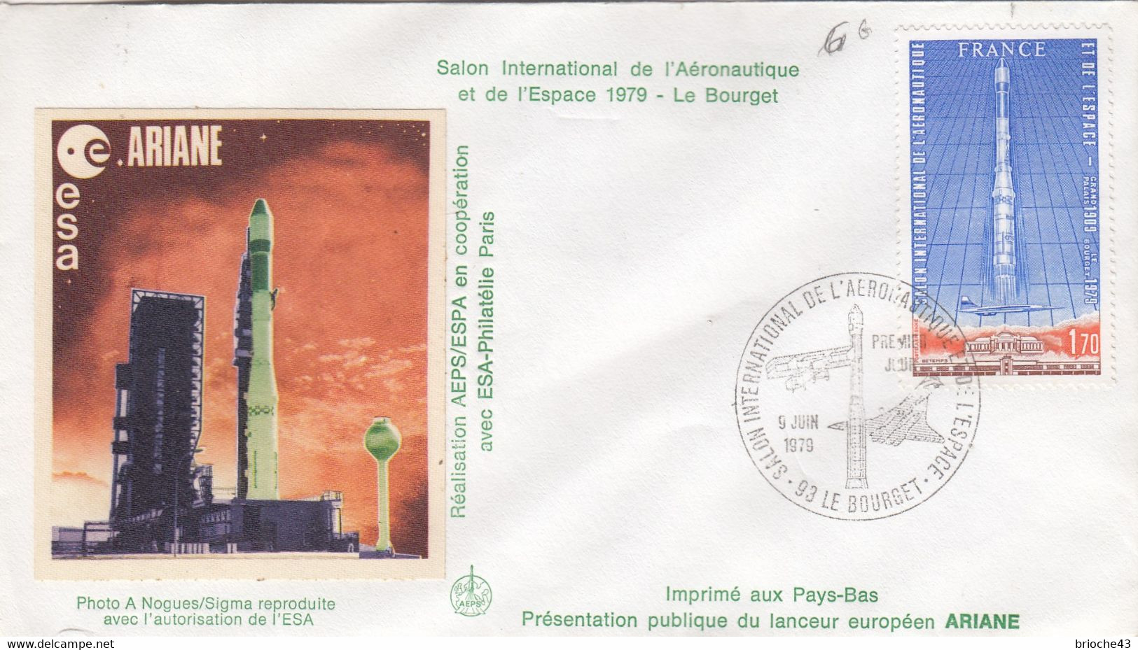 LETTRE FRANCE - LANCEUR EUROPEEN ARIANE -  SALON AERONAUTIQUE LE BOURGET 1979 /3 - Altri & Non Classificati