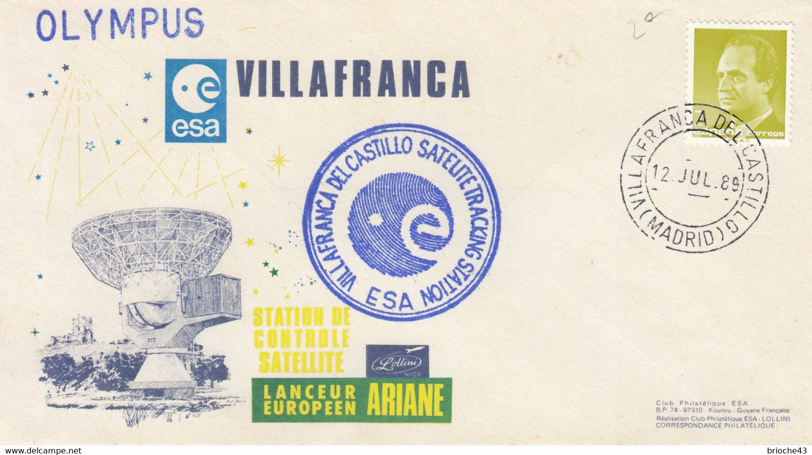 LETTRE ESA  OLYMPUS VILLAFRANCA DEL CASTILLO MADRID - 12.07.1989   /3 - Autres & Non Classés