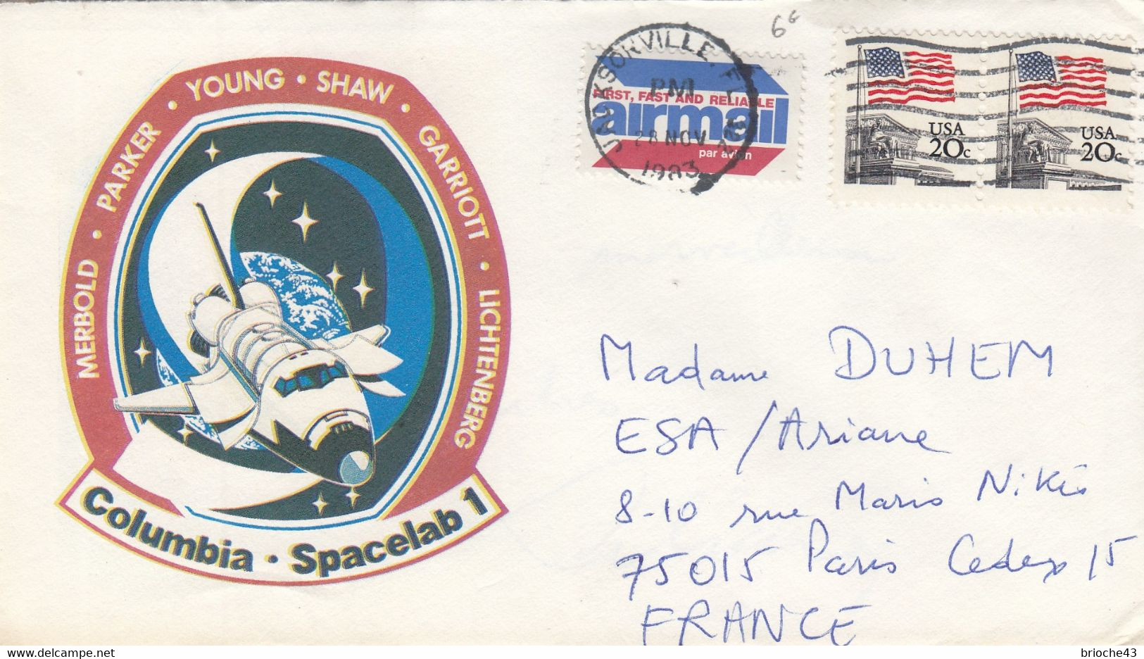 COVER USA COLUMBIA SPACELAB - 28.11.1983 /3 - Other & Unclassified