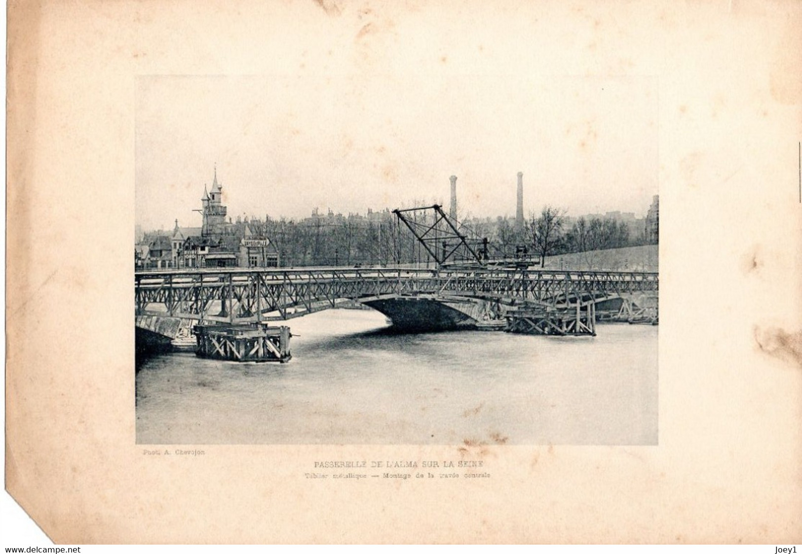 Photo Gravure Exposition Universelle 1900,passerelle De L'alma Sur La Seine. Photo Chevojon - Non Classés