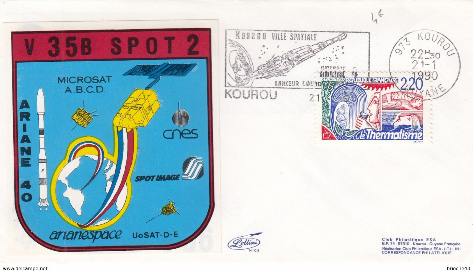 ARIANE 40 - V 35B SPOT 2 - KOUROU 21.1.1990  /4 - Otros & Sin Clasificación